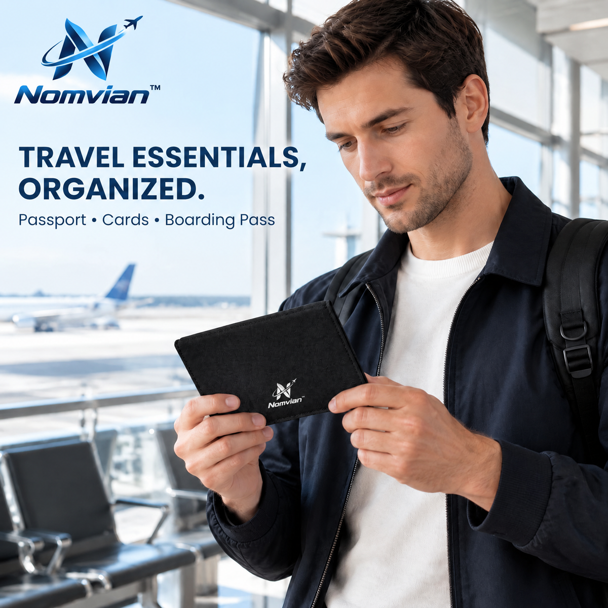 Nomvian™ TravelGuard Passport Holder – Slim Passport Organizer Wallet for Travel Documents, Cards & Everyday Essentials