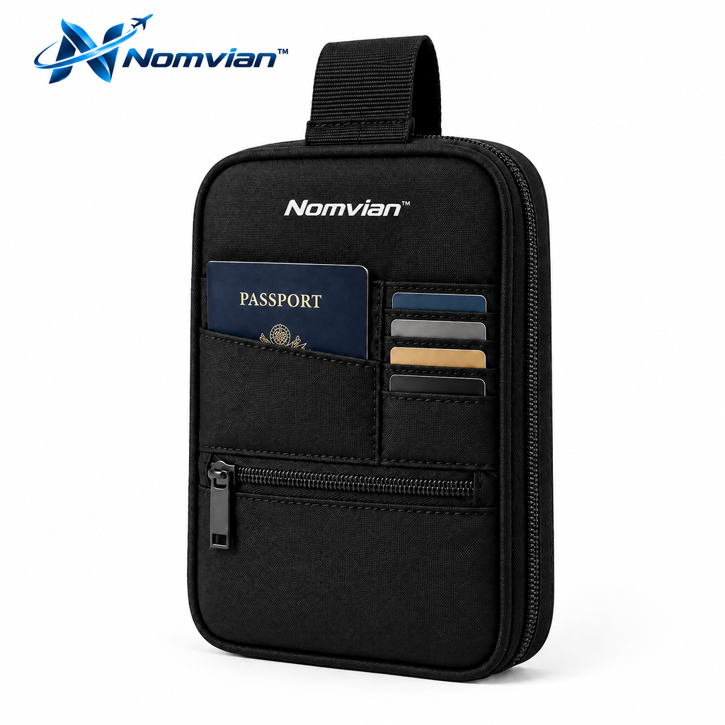 Nomvian™ LuggageMate Hanging Organizer – Travel Suitcase Attachment Bag for Extra Storage, Airport Convenience & Everyday Carry