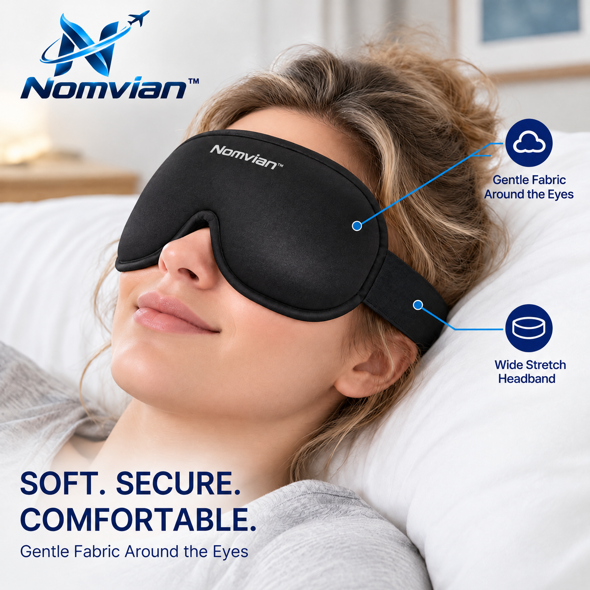 Nomvian™ DreamShield Sleep Mask – Premium Light Blocking Eye Mask for Travel, Sleep, Meditation & Everyday Rest