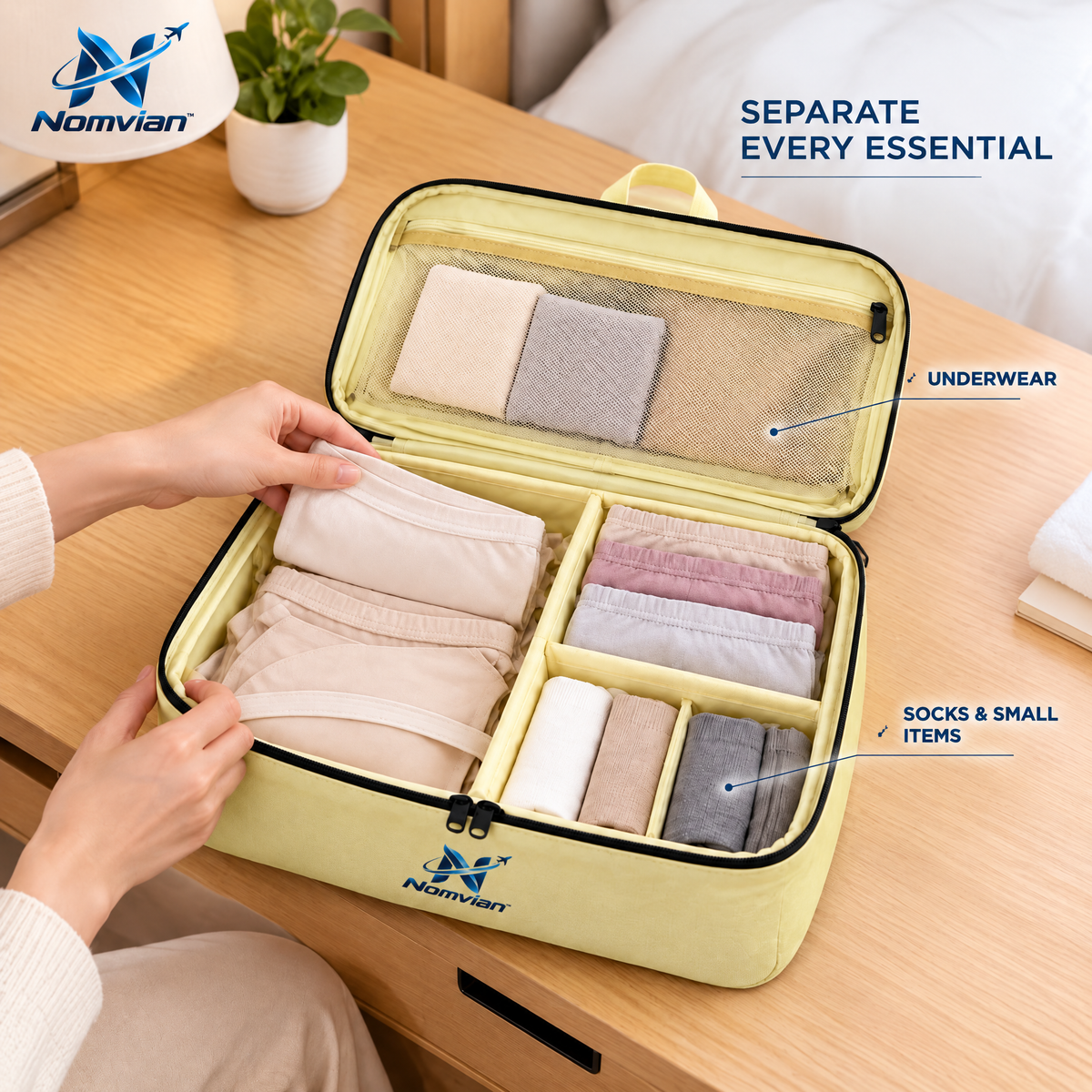 Nomvian™ Intimate Organizer Bag – Multi-Compartment Underwear Storage Bag for Closet Organization, Travel & Everyday Essentials