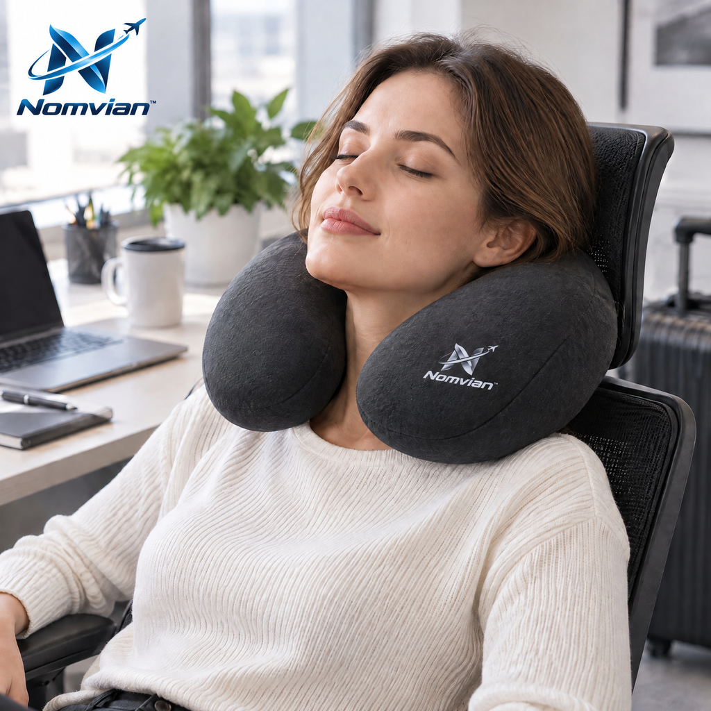 Nomvian™ CloudRest Travel Pillow – Ergonomic U-Shaped Neck Pillow for Flights, Road Trips, Office Rest & Everyday Comfort