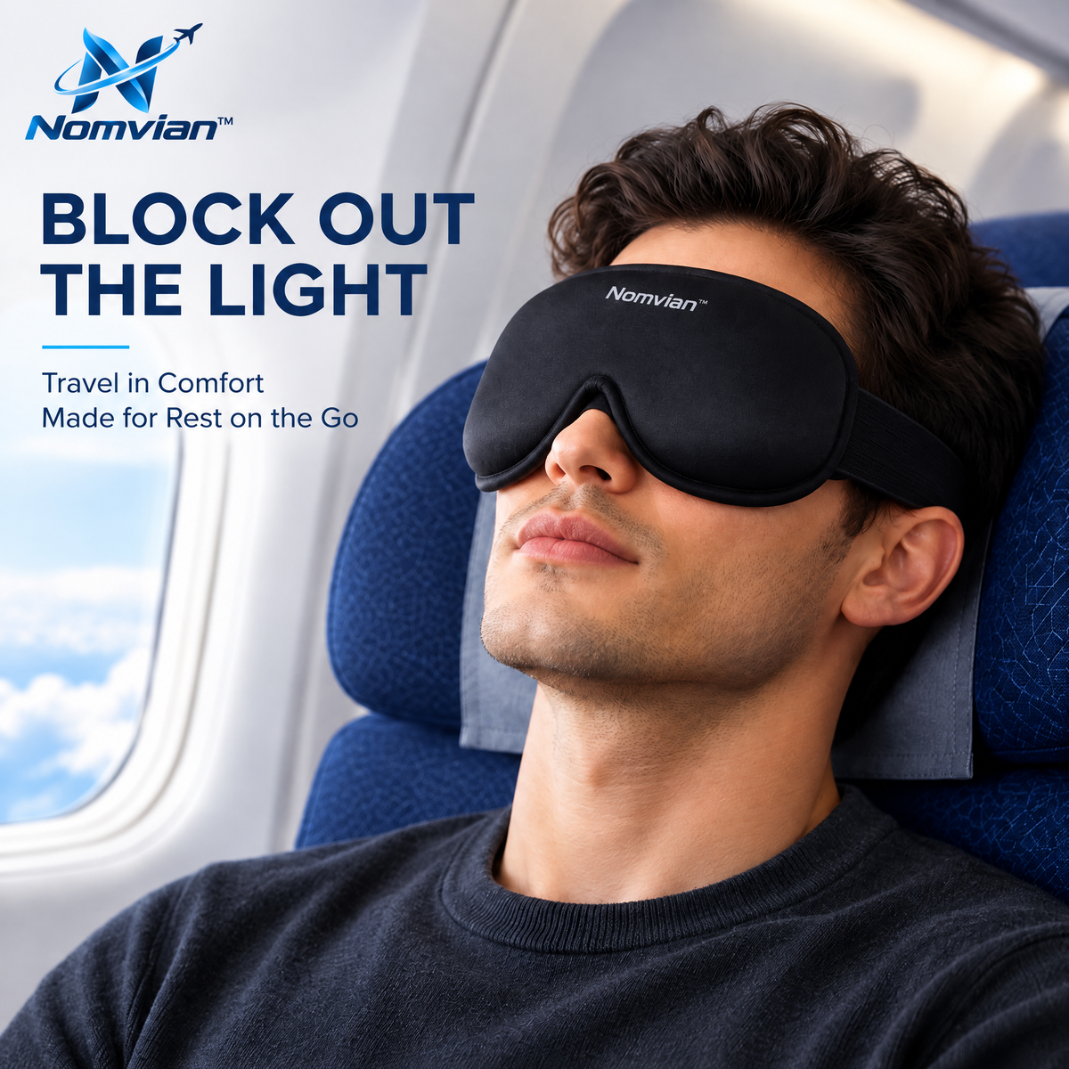 Nomvian™ DreamShield Sleep Mask – Premium Light Blocking Eye Mask for Travel, Sleep, Meditation & Everyday Rest