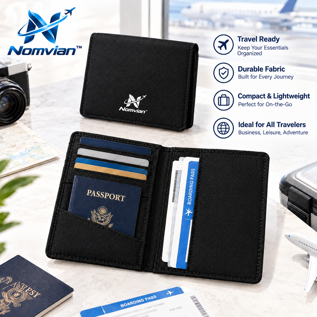 Nomvian™ TravelGuard Passport Holder – Slim Passport Organizer Wallet for Travel Documents, Cards & Everyday Essentials
