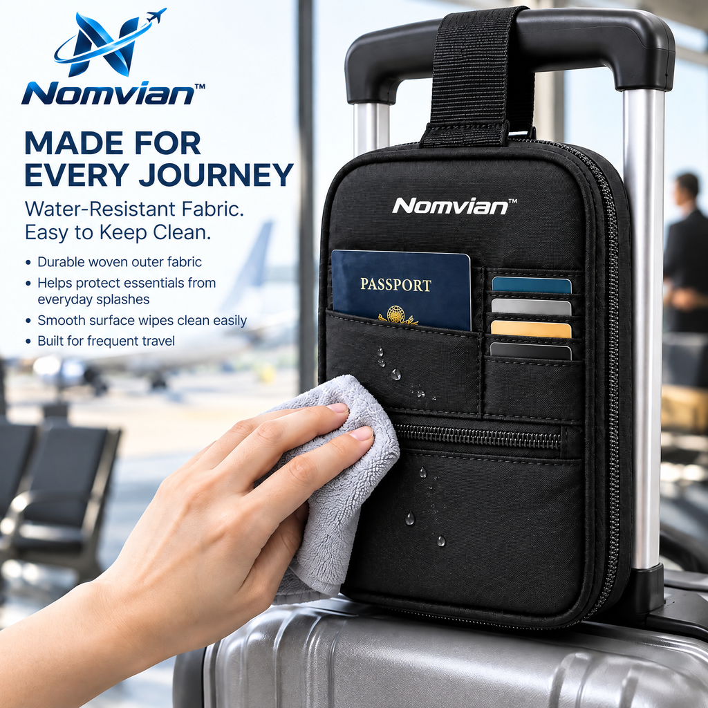 Nomvian™ LuggageMate Hanging Organizer – Travel Suitcase Attachment Bag for Extra Storage, Airport Convenience & Everyday Carry