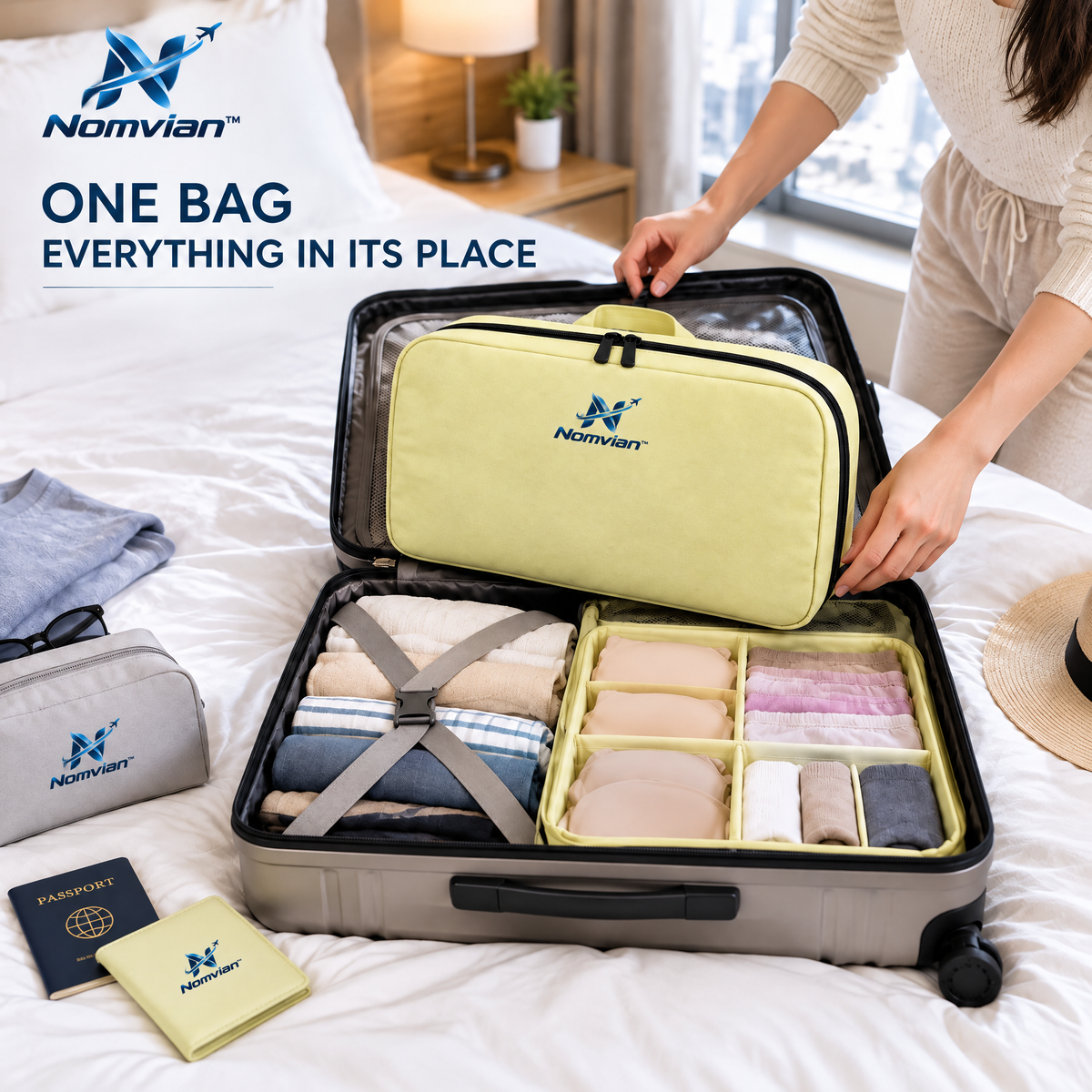Nomvian™ Intimate Organizer Bag – Multi-Compartment Underwear Storage Bag for Closet Organization, Travel & Everyday Essentials