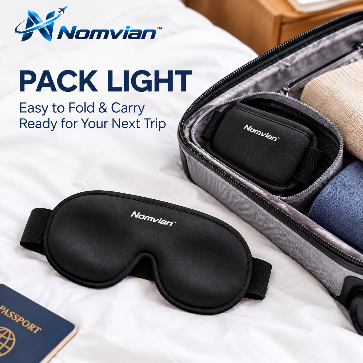 Nomvian™ DreamShield Sleep Mask – Premium Light Blocking Eye Mask for Travel, Sleep, Meditation & Everyday Rest