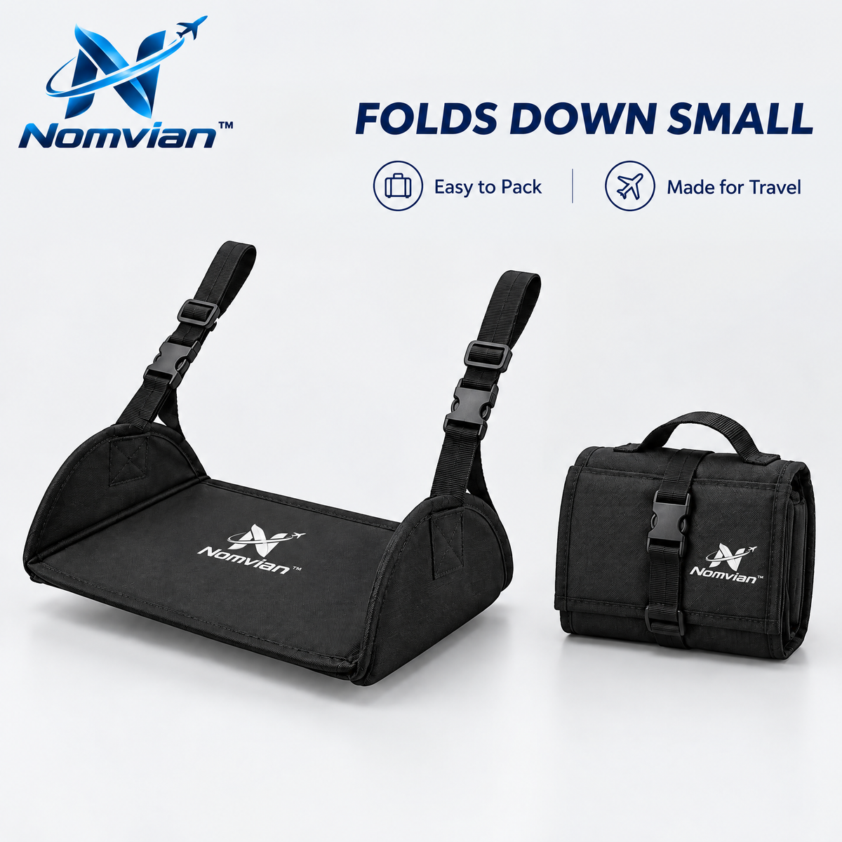 Nomvian™ FlexStep Portable Foot Rest – Adjustable Travel Foot Stool for Flights, Office, Home & Everyday Comfort